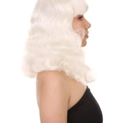 HPO Celebrity Womens Wig | Pop Singer Celebrity White Fancy Party Event Ready Halloween Wig | Premium Breathable Capless Cap Men's 13 HPO Celebrity Womens Wig | Pop Singer Celebrity White Fancy Party Event Ready Halloween Wig | Premium Breathable Capless Cap Men's