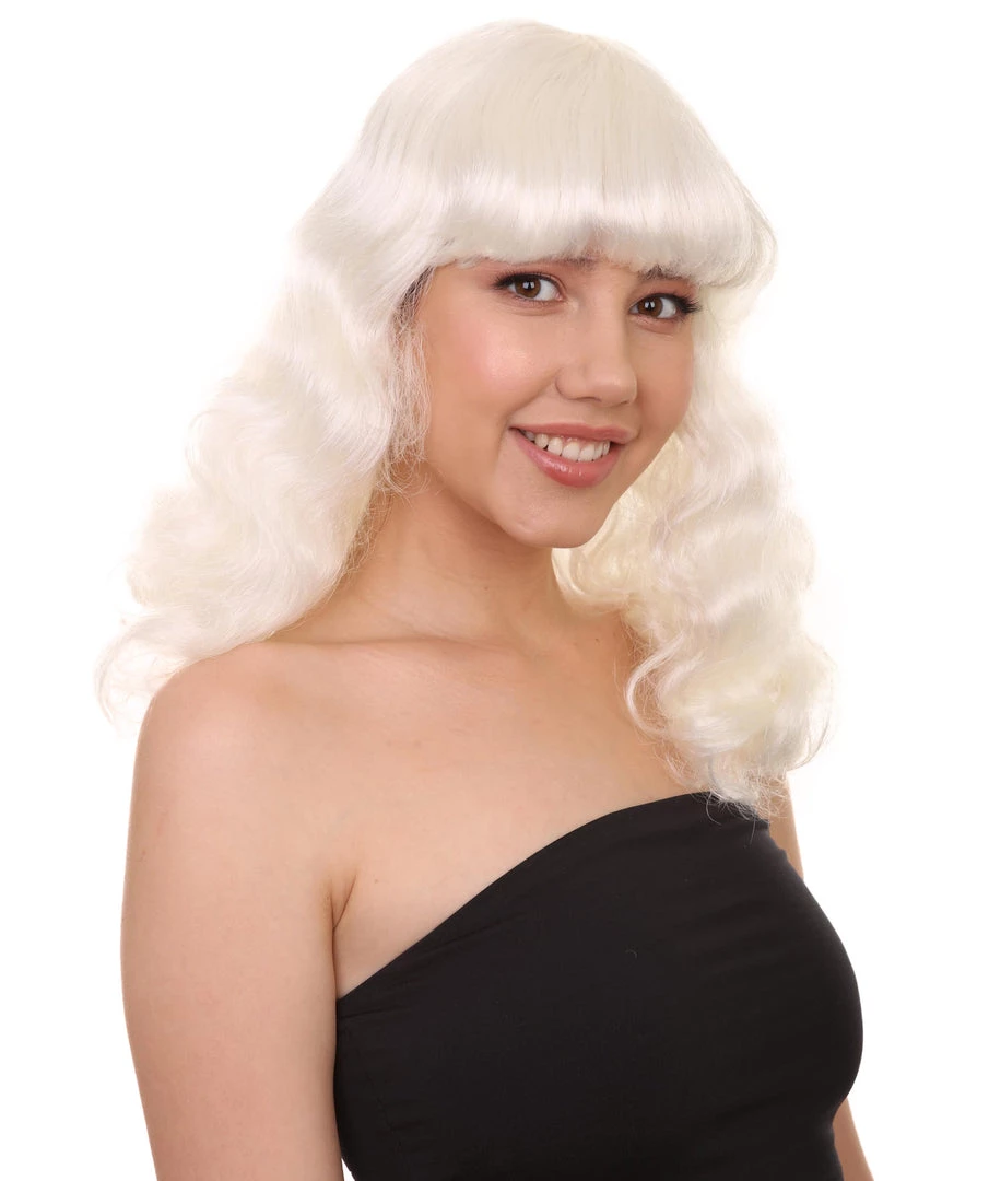 HPO Celebrity Womens Wig | Pop Singer Celebrity White Fancy Party Event Ready Halloween Wig | Premium Breathable Capless Cap Men's 6 HPO Celebrity Womens Wig | Pop Singer Celebrity White Fancy Party Event Ready Halloween Wig | Premium Breathable Capless Cap Men's