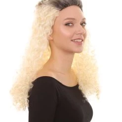 HPO Womens 80s Crimp Wig | Blonde Vintage Wigs | Premium Breathable Capless Cap Women's