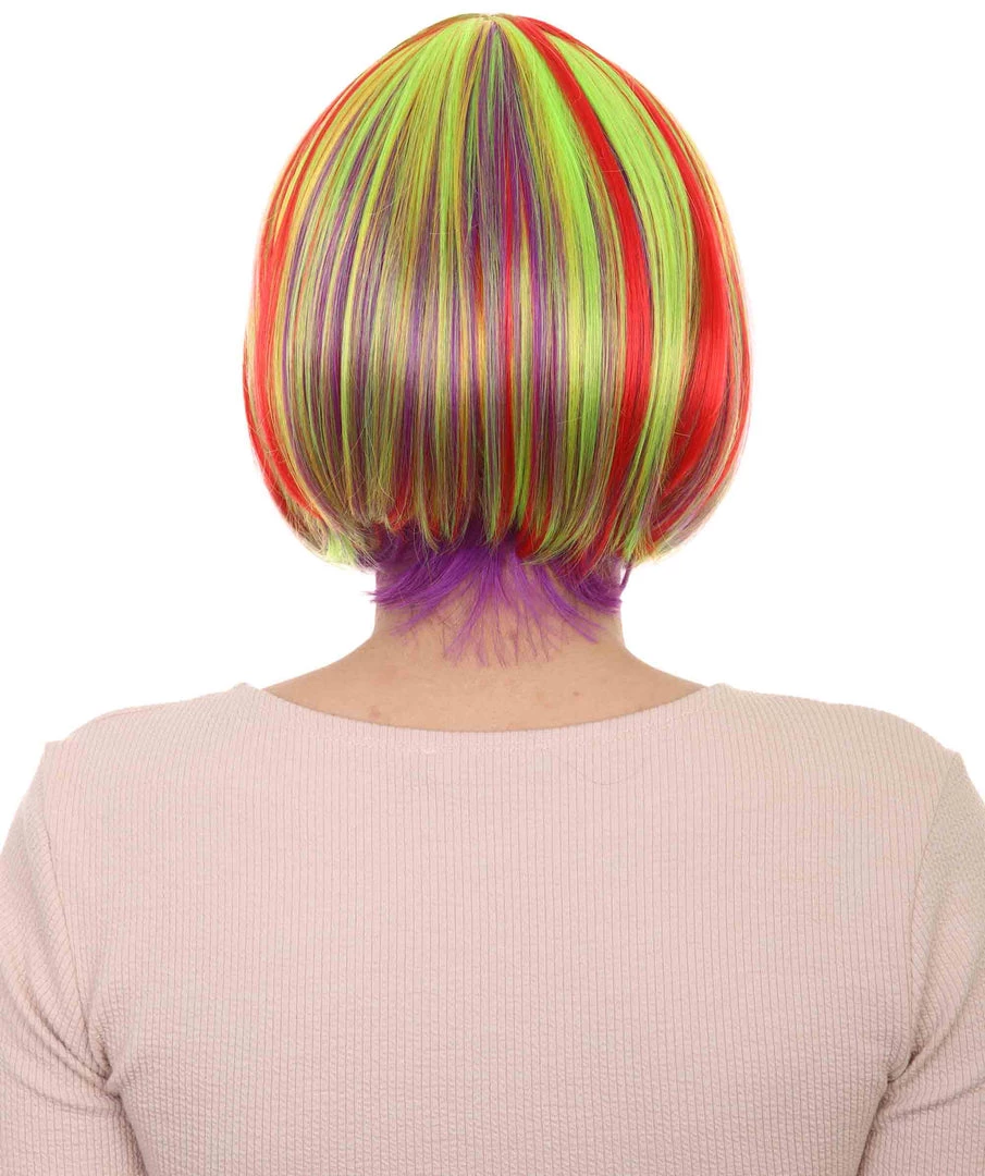HPO Womens Rainbow Bob Wig | Colorful Party Ready Fancy Cosplay Halloween Wig | Premium Breathable Capless Cap Women's 6 HPO Womens Rainbow Bob Wig | Colorful Party Ready Fancy Cosplay Halloween Wig | Premium Breathable Capless Cap Women's
