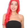 Adult Women's 21" Inch Long Length Halloween Sexy American Pop Star Costume Wig, Synthetic Soft Fiber Red Wine Cabernet Hair, Perfect For Parties And Festivals | HPO