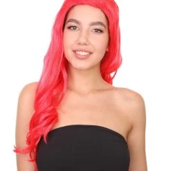 Adult Women's 21" Inch Long Length Halloween Sexy American Pop Star Costume Wig, Synthetic Soft Fiber Red Wine Cabernet Hair, Perfect For Parties And Festivals | HPO