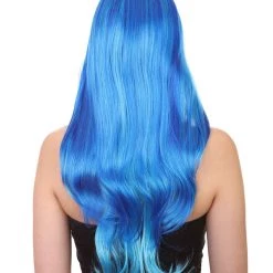 HPO Long Wavy Blue Womens Wig | Sexy Cosplay Party Halloween Wig | Premium Breathable Capless Cap Women's 12 HPO Long Wavy Blue Womens Wig | Sexy Cosplay Party Halloween Wig | Premium Breathable Capless Cap Women's