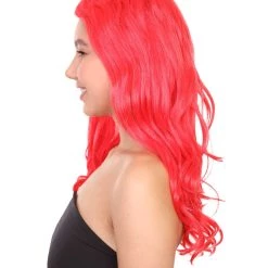 Adult Women's 21" Inch Long Length Halloween Sexy American Pop Star Costume Wig, Synthetic Soft Fiber Red Wine Cabernet Hair, Perfect For Parties And Festivals | HPO 10 Adult Women's 21