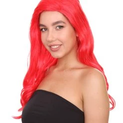 Adult Women's 21" Inch Long Length Halloween Sexy American Pop Star Costume Wig, Synthetic Soft Fiber Red Wine Cabernet Hair, Perfect For Parties And Festivals | HPO