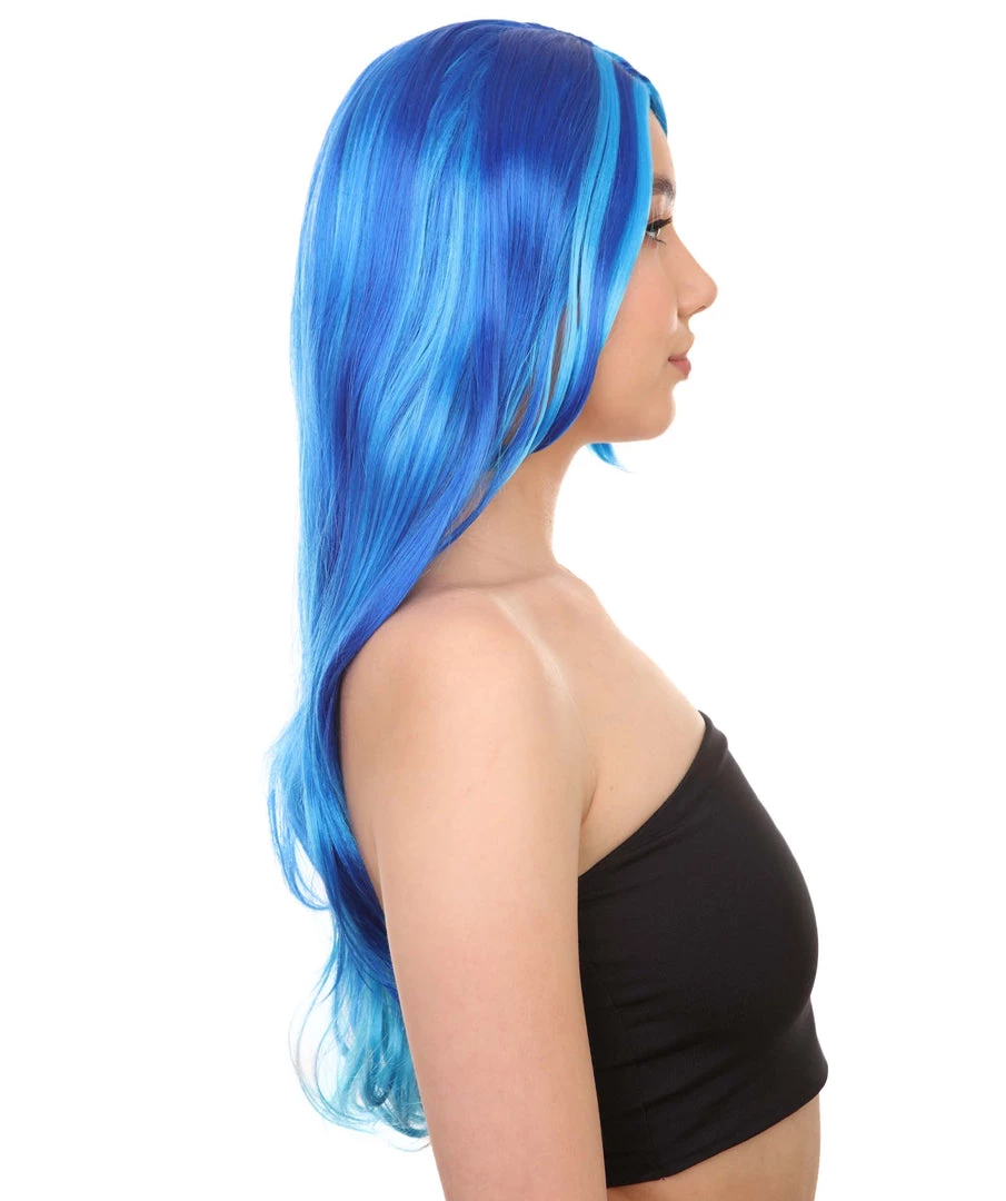 HPO Long Wavy Blue Womens Wig | Sexy Cosplay Party Halloween Wig | Premium Breathable Capless Cap Women's 5 HPO Long Wavy Blue Womens Wig | Sexy Cosplay Party Halloween Wig | Premium Breathable Capless Cap Women's