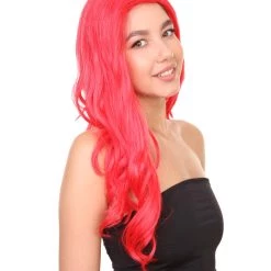 Adult Women's 21" Inch Long Length Halloween Sexy American Pop Star Costume Wig, Synthetic Soft Fiber Red Wine Cabernet Hair, Perfect For Parties And Festivals | HPO 13 Adult Women's 21
