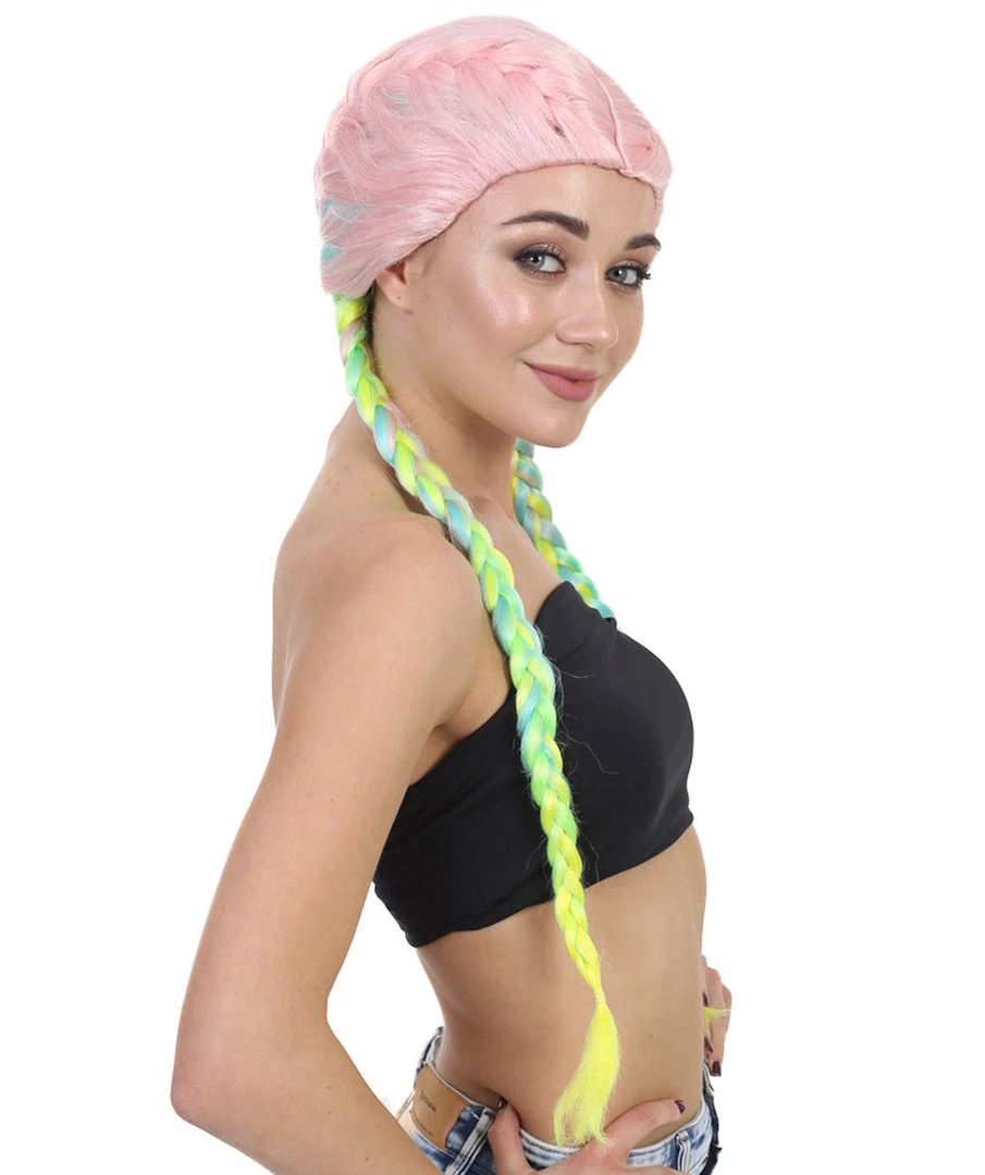 HPO Celebrity Inspired Womens Boxer Braid Wig | Cotton Candy Rainbow Celebrity Wig | Premium Breathable Capless Cap 6 HPO Celebrity Inspired Womens Boxer Braid Wig | Cotton Candy Rainbow Celebrity Wig | Premium Breathable Capless Cap