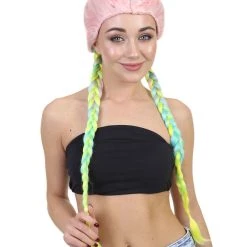 HPO Celebrity Inspired Womens Boxer Braid Wig | Cotton Candy Rainbow Celebrity Wig | Premium Breathable Capless Cap
