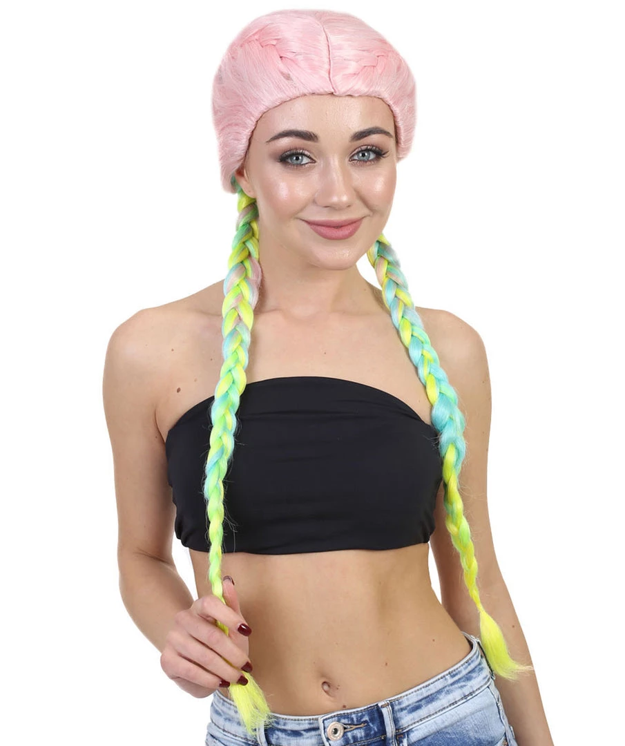 HPO Celebrity Inspired Womens Boxer Braid Wig | Cotton Candy Rainbow Celebrity Wig | Premium Breathable Capless Cap 2 HPO Celebrity Inspired Womens Boxer Braid Wig | Cotton Candy Rainbow Celebrity Wig | Premium Breathable Capless Cap