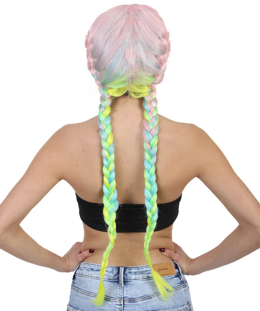 HPO Celebrity Inspired Womens Boxer Braid Wig | Cotton Candy Rainbow Celebrity Wig | Premium Breathable Capless Cap 4 HPO Celebrity Inspired Womens Boxer Braid Wig | Cotton Candy Rainbow Celebrity Wig | Premium Breathable Capless Cap