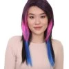 HPO Hard Rockin Witch Tri-Color Womens Wig | Gothic Blue Purple Fancy Halloween Wig | Premium Breathable Capless Cap Women's