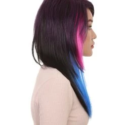 HPO Hard Rockin Witch Tri-Color Womens Wig | Gothic Blue Purple Fancy Halloween Wig | Premium Breathable Capless Cap Women's