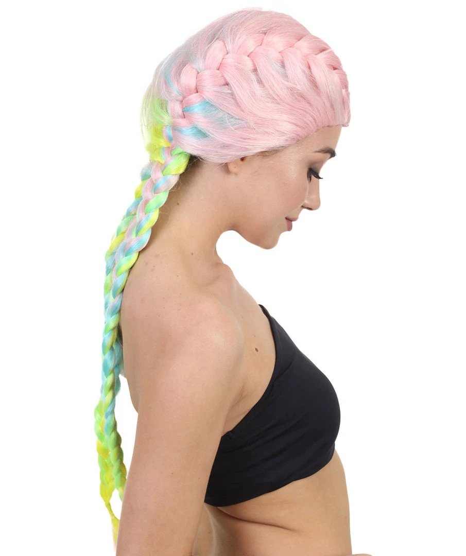 HPO Celebrity Inspired Womens Boxer Braid Wig | Cotton Candy Rainbow Celebrity Wig | Premium Breathable Capless Cap 5 HPO Celebrity Inspired Womens Boxer Braid Wig | Cotton Candy Rainbow Celebrity Wig | Premium Breathable Capless Cap