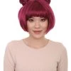 HPO Womens Anime Buns Wig | Purple Buns Cosplay Party Wigs | Premium Breathable Capless Cap