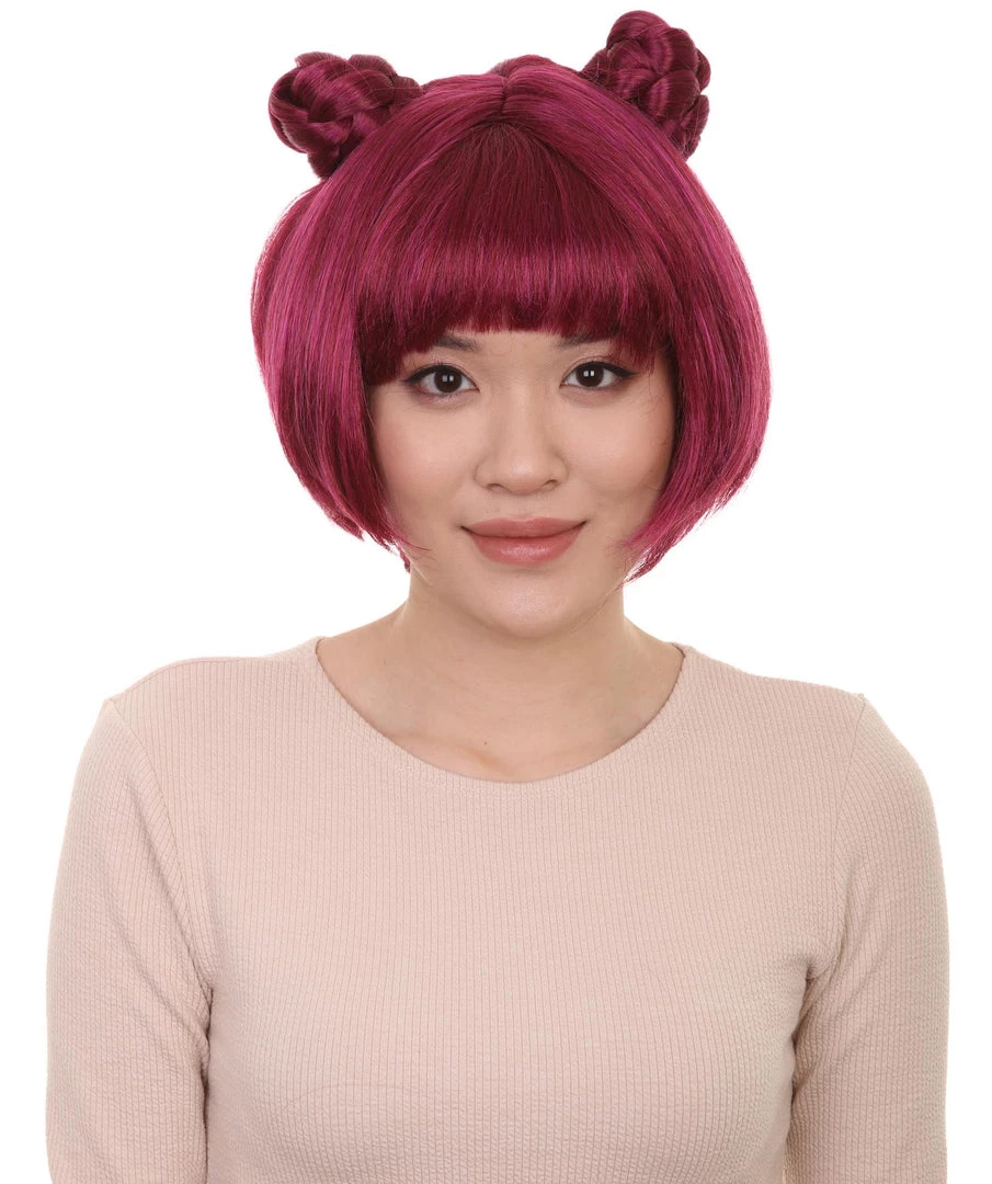 HPO Womens Anime Buns Wig | Purple Buns Cosplay Party Wigs | Premium Breathable Capless Cap 1 HPO Womens Anime Buns Wig | Purple Buns Cosplay Party Wigs | Premium Breathable Capless Cap