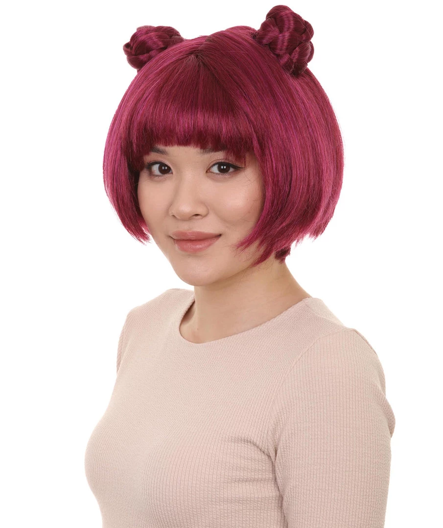 HPO Womens Anime Buns Wig | Purple Buns Cosplay Party Wigs | Premium Breathable Capless Cap 2 HPO Womens Anime Buns Wig | Purple Buns Cosplay Party Wigs | Premium Breathable Capless Cap