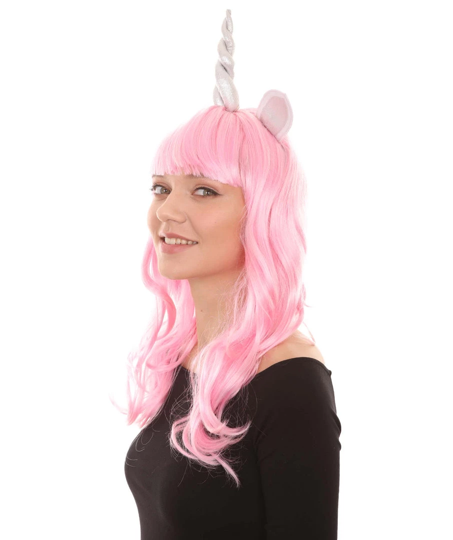 HPO Womens Unicorn Horn And Ears Wig | Pink Unicorn Wigs | Premium Breathable Capless Cap 2 HPO Womens Unicorn Horn And Ears Wig | Pink Unicorn Wigs | Premium Breathable Capless Cap