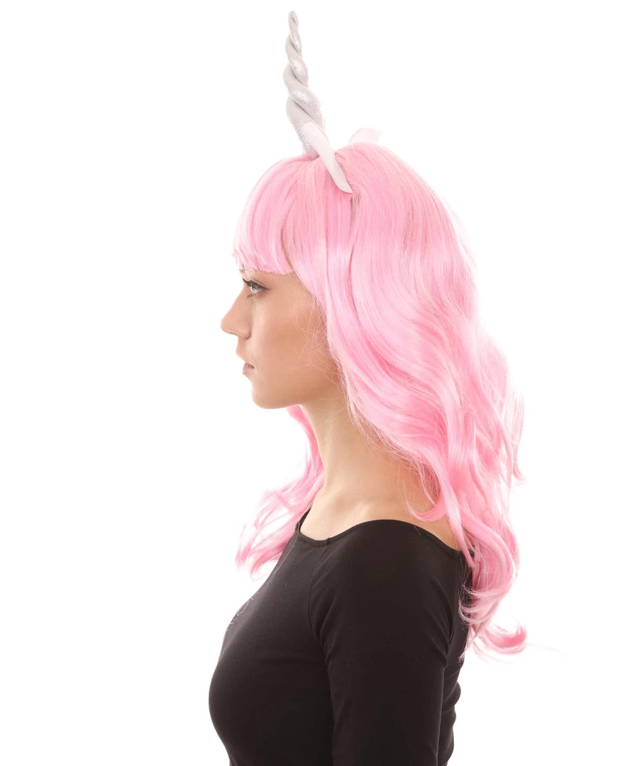 HPO Womens Unicorn Horn And Ears Wig | Pink Unicorn Wigs | Premium Breathable Capless Cap 3 HPO Womens Unicorn Horn And Ears Wig | Pink Unicorn Wigs | Premium Breathable Capless Cap