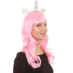 HPO Womens Unicorn Horn And Ears Wig | Pink Unicorn Wigs | Premium Breathable Capless Cap 14 HPO Womens Unicorn Horn And Ears Wig | Pink Unicorn Wigs | Premium Breathable Capless Cap