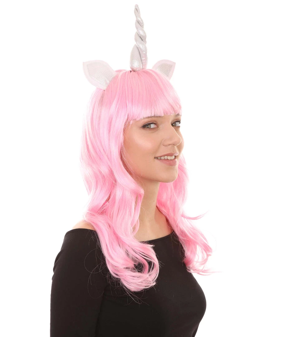 HPO Womens Unicorn Horn And Ears Wig | Pink Unicorn Wigs | Premium Breathable Capless Cap 6 HPO Womens Unicorn Horn And Ears Wig | Pink Unicorn Wigs | Premium Breathable Capless Cap