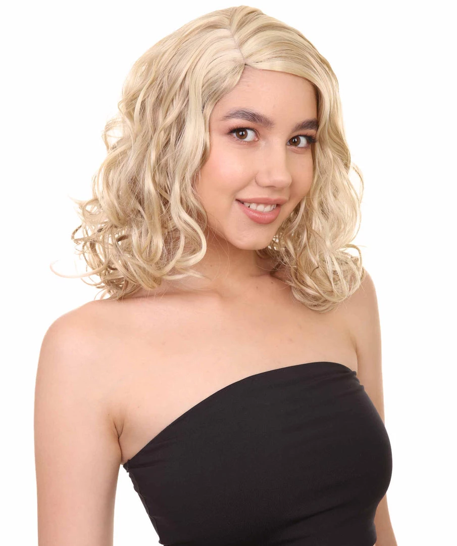 HPO Blonde Curly Womens Wig | Glomour Station Cosplay Halloween Wig | Premium Breathable Capless Cap 6 HPO Blonde Curly Womens Wig | Glomour Station Cosplay Halloween Wig | Premium Breathable Capless Cap