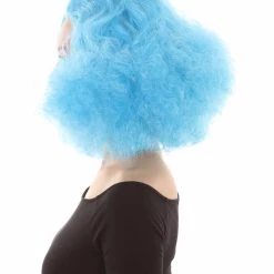 HPO Women's Shoulder Length Poofy With Wild Thoughts Wig - Cotton Candy Blue Hair - Capless Cap Design 10 HPO Women's Shoulder Length Poofy With Wild Thoughts Wig - Cotton Candy Blue Hair - Capless Cap Design