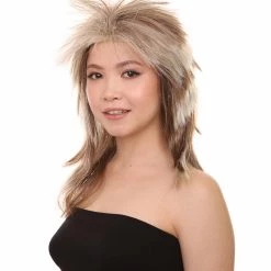 HPO Rockin Diva Tinsel Stripe Women's Wig | Blonde Mullet TV/Movie Wig | Premium Breathable Capless Cap