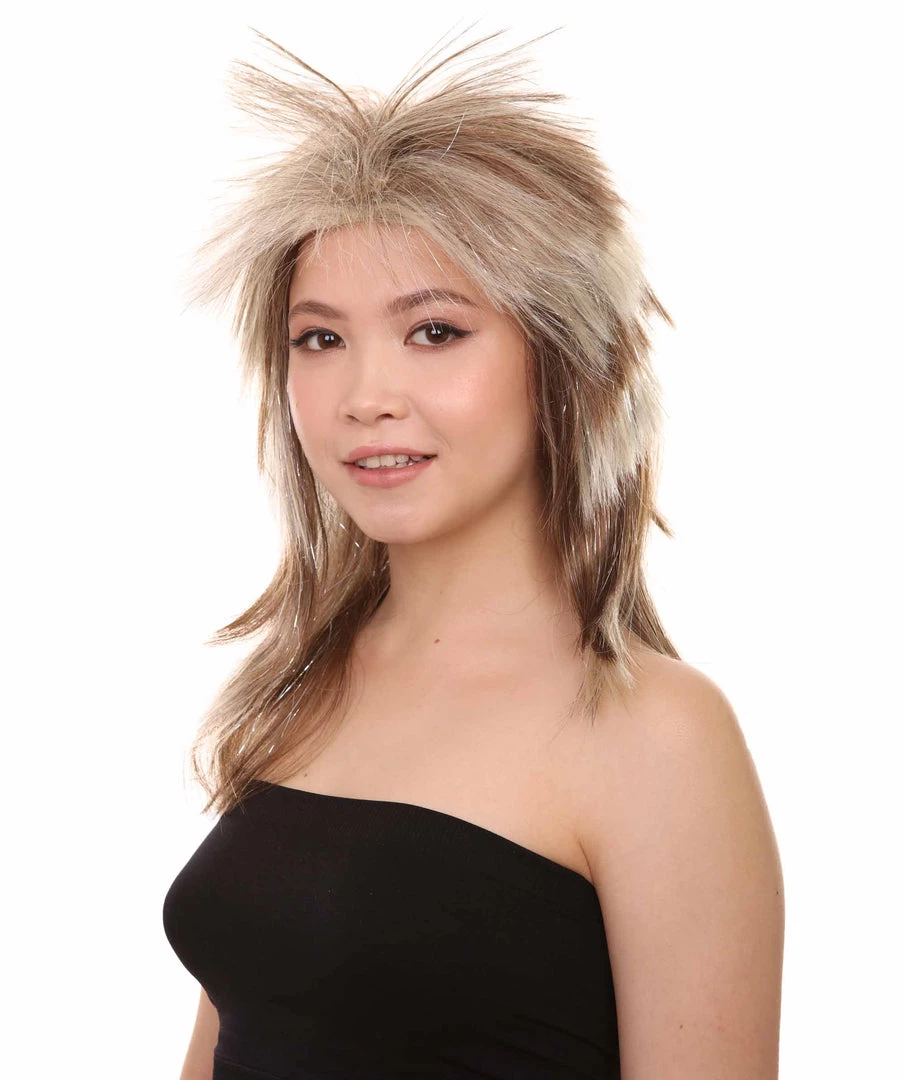 HPO Rockin Diva Tinsel Stripe Women's Wig | Blonde Mullet TV/Movie Wig | Premium Breathable Capless Cap 2 HPO Rockin Diva Tinsel Stripe Women's Wig | Blonde Mullet TV/Movie Wig | Premium Breathable Capless Cap