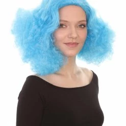 HPO Women's Shoulder Length Poofy With Wild Thoughts Wig - Cotton Candy Blue Hair - Capless Cap Design 13 HPO Women's Shoulder Length Poofy With Wild Thoughts Wig - Cotton Candy Blue Hair - Capless Cap Design