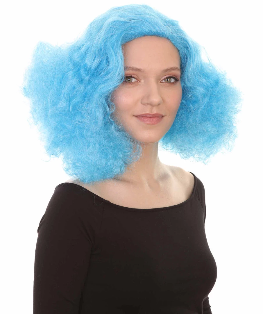 HPO Women's Shoulder Length Poofy With Wild Thoughts Wig - Cotton Candy Blue Hair - Capless Cap Design 6 HPO Women's Shoulder Length Poofy With Wild Thoughts Wig - Cotton Candy Blue Hair - Capless Cap Design