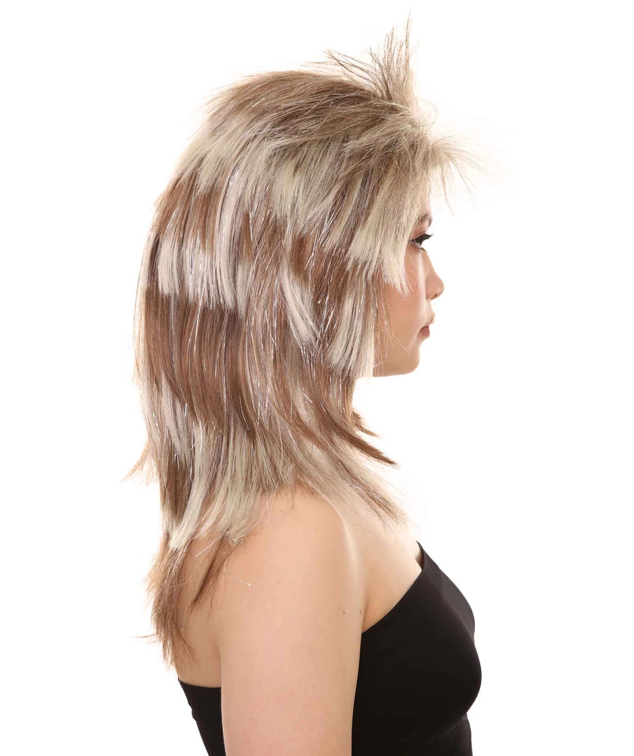 HPO Rockin Diva Tinsel Stripe Women's Wig | Blonde Mullet TV/Movie Wig | Premium Breathable Capless Cap 5 HPO Rockin Diva Tinsel Stripe Women's Wig | Blonde Mullet TV/Movie Wig | Premium Breathable Capless Cap