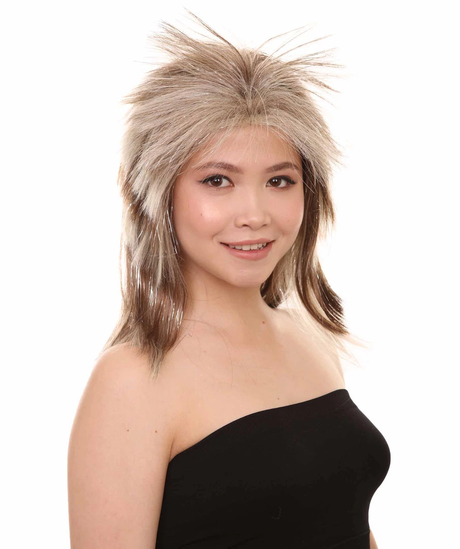 HPO Rockin Diva Tinsel Stripe Women's Wig | Blonde Mullet TV/Movie Wig | Premium Breathable Capless Cap 6 HPO Rockin Diva Tinsel Stripe Women's Wig | Blonde Mullet TV/Movie Wig | Premium Breathable Capless Cap