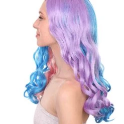 Adult Women's 19 Inch Medium Length Wavy Halloween Anime Rainbow Mermaid Festival Wig, Synthetic Soft Fiber MultiColor Hair, Perfect For Your Next Party Or Cosplay Event | HPO 10 Adult Women's 19 Inch Medium Length Wavy Halloween Anime Rainbow Mermaid Festival Wig, Synthetic Soft Fiber MultiColor Hair, Perfect For Your Next Party Or Cosplay Event | HPO