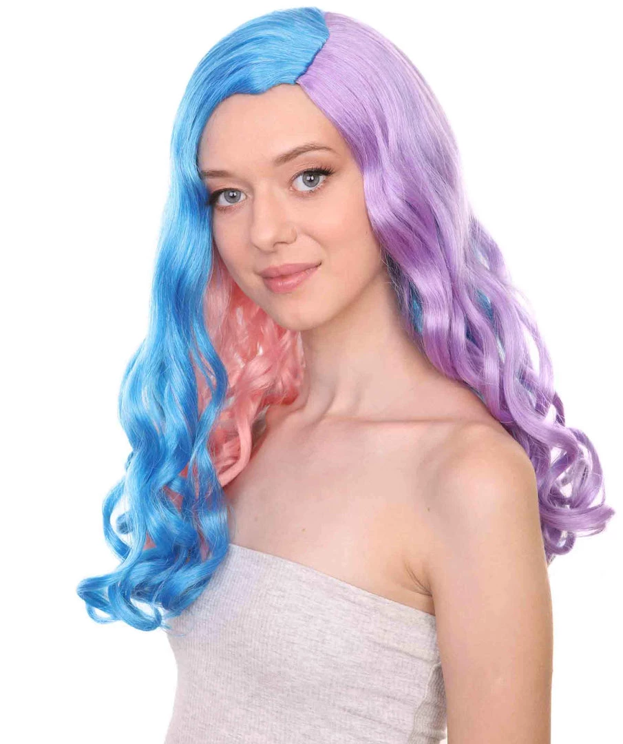Adult Women's 19 Inch Medium Length Wavy Halloween Anime Rainbow Mermaid Festival Wig, Synthetic Soft Fiber MultiColor Hair, Perfect For Your Next Party Or Cosplay Event | HPO 2 Adult Women's 19 Inch Medium Length Wavy Halloween Anime Rainbow Mermaid Festival Wig, Synthetic Soft Fiber MultiColor Hair, Perfect For Your Next Party Or Cosplay Event | HPO