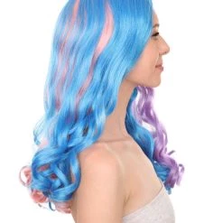 Adult Women's 19 Inch Medium Length Wavy Halloween Anime Rainbow Mermaid Festival Wig, Synthetic Soft Fiber MultiColor Hair, Perfect For Your Next Party Or Cosplay Event | HPO 12 Adult Women's 19 Inch Medium Length Wavy Halloween Anime Rainbow Mermaid Festival Wig, Synthetic Soft Fiber MultiColor Hair, Perfect For Your Next Party Or Cosplay Event | HPO
