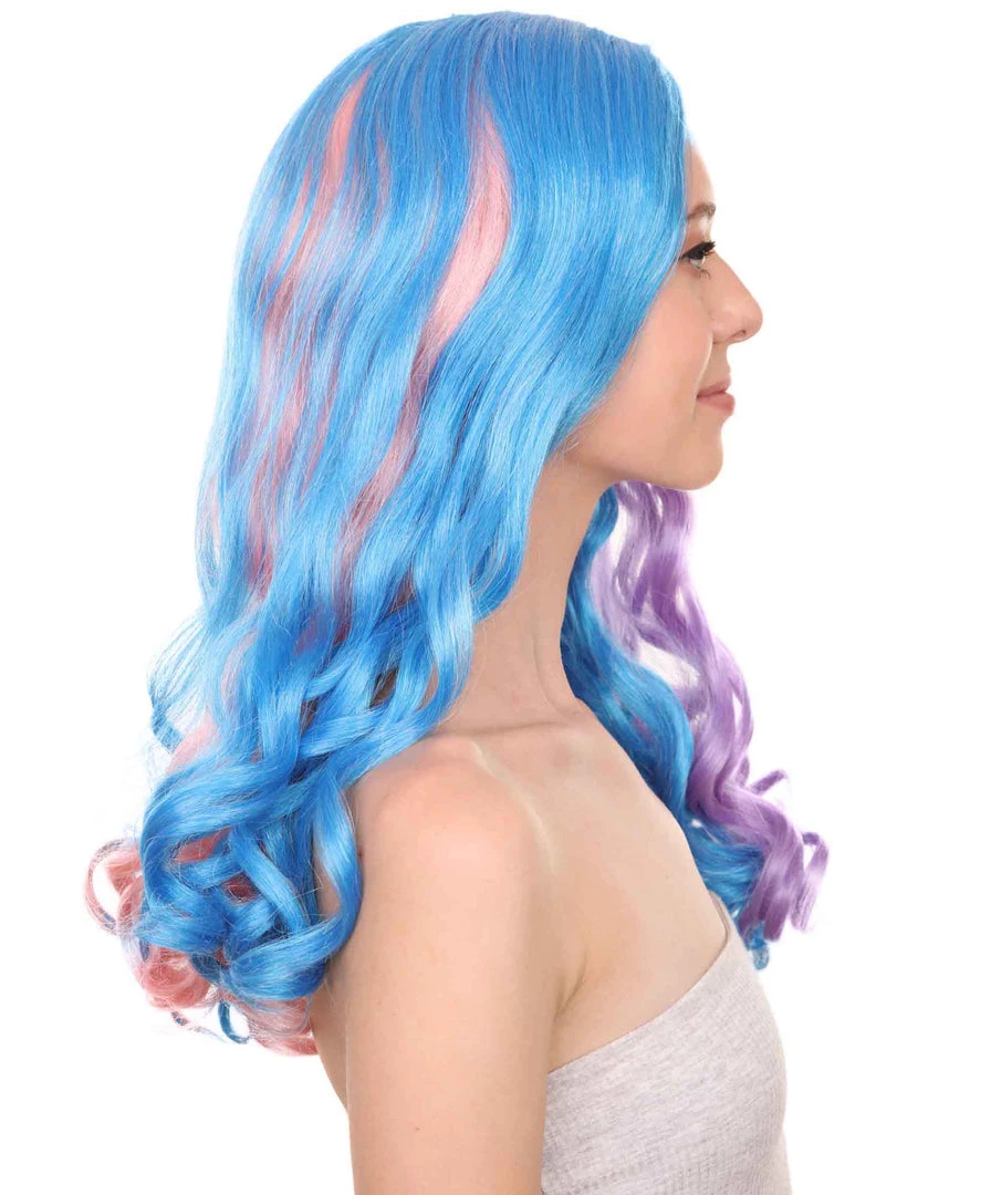 Adult Women's 19 Inch Medium Length Wavy Halloween Anime Rainbow Mermaid Festival Wig, Synthetic Soft Fiber MultiColor Hair, Perfect For Your Next Party Or Cosplay Event | HPO 5 Adult Women's 19 Inch Medium Length Wavy Halloween Anime Rainbow Mermaid Festival Wig, Synthetic Soft Fiber MultiColor Hair, Perfect For Your Next Party Or Cosplay Event | HPO