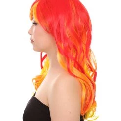 HPO Flame Womens Wig | Fancy Stage Appropriate Fire Orange Event Wig | Premium Breathable Capless Cap Men's 11 HPO Flame Womens Wig | Fancy Stage Appropriate Fire Orange Event Wig | Premium Breathable Capless Cap Men's