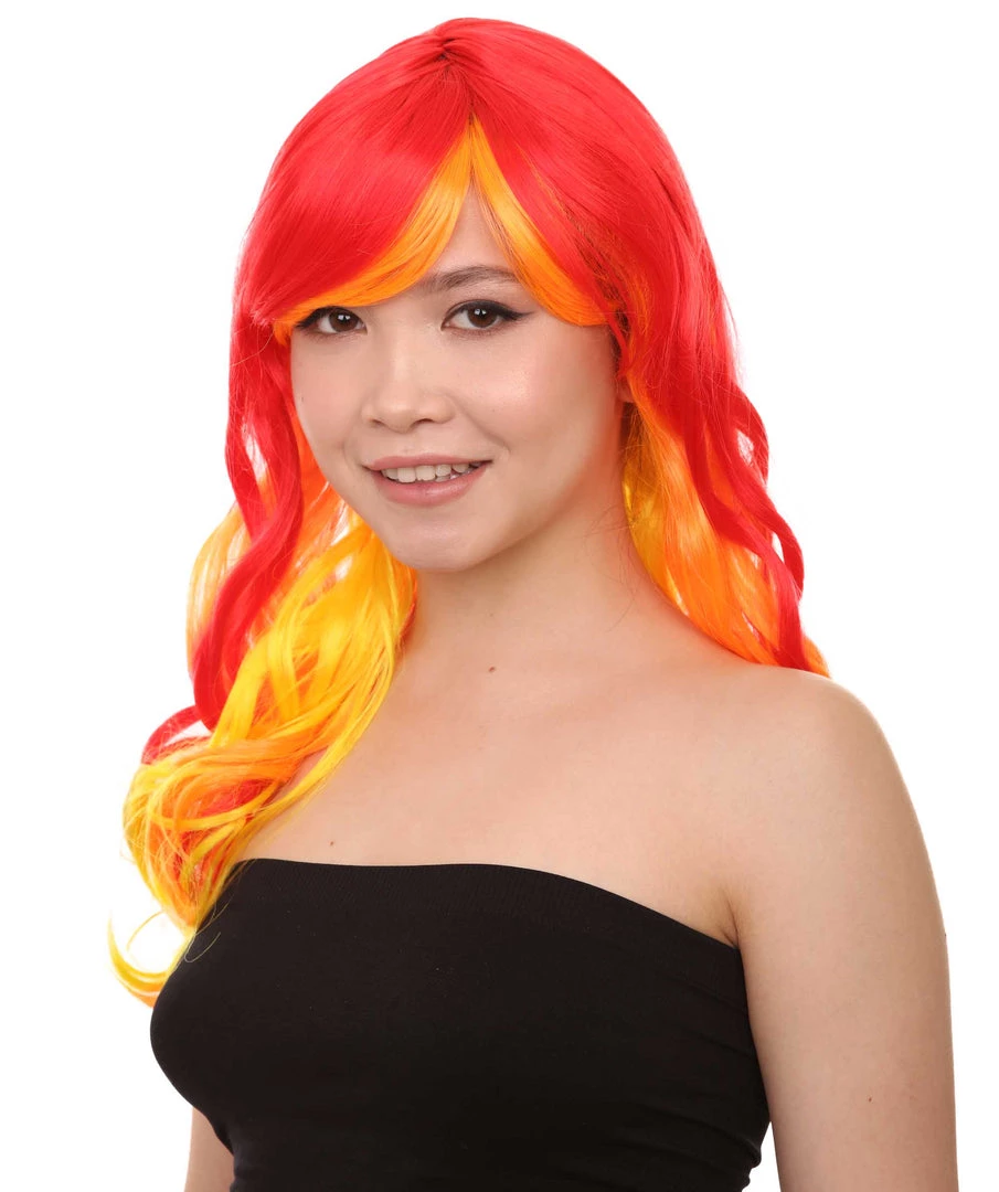 HPO Flame Womens Wig | Fancy Stage Appropriate Fire Orange Event Wig | Premium Breathable Capless Cap Men's 2 HPO Flame Womens Wig | Fancy Stage Appropriate Fire Orange Event Wig | Premium Breathable Capless Cap Men's