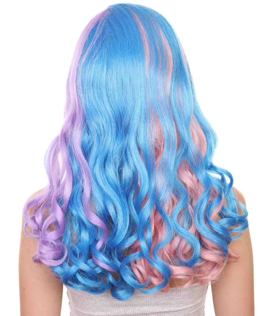 Adult Women's 19 Inch Medium Length Wavy Halloween Anime Rainbow Mermaid Festival Wig, Synthetic Soft Fiber MultiColor Hair, Perfect For Your Next Party Or Cosplay Event | HPO 4 Adult Women's 19 Inch Medium Length Wavy Halloween Anime Rainbow Mermaid Festival Wig, Synthetic Soft Fiber MultiColor Hair, Perfect For Your Next Party Or Cosplay Event | HPO