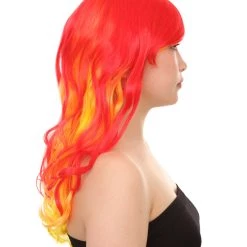 HPO Flame Womens Wig | Fancy Stage Appropriate Fire Orange Event Wig | Premium Breathable Capless Cap Men's 13 HPO Flame Womens Wig | Fancy Stage Appropriate Fire Orange Event Wig | Premium Breathable Capless Cap Men's