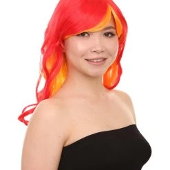 HPO Flame Womens Wig | Fancy Stage Appropriate Fire Orange Event Wig | Premium Breathable Capless Cap Men's 14 HPO Flame Womens Wig | Fancy Stage Appropriate Fire Orange Event Wig | Premium Breathable Capless Cap Men's