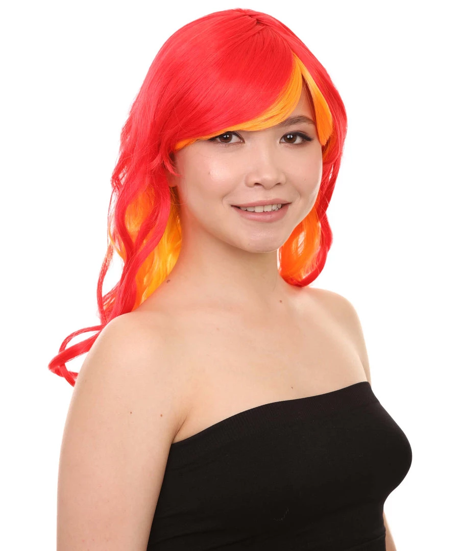 HPO Flame Womens Wig | Fancy Stage Appropriate Fire Orange Event Wig | Premium Breathable Capless Cap Men's 6 HPO Flame Womens Wig | Fancy Stage Appropriate Fire Orange Event Wig | Premium Breathable Capless Cap Men's