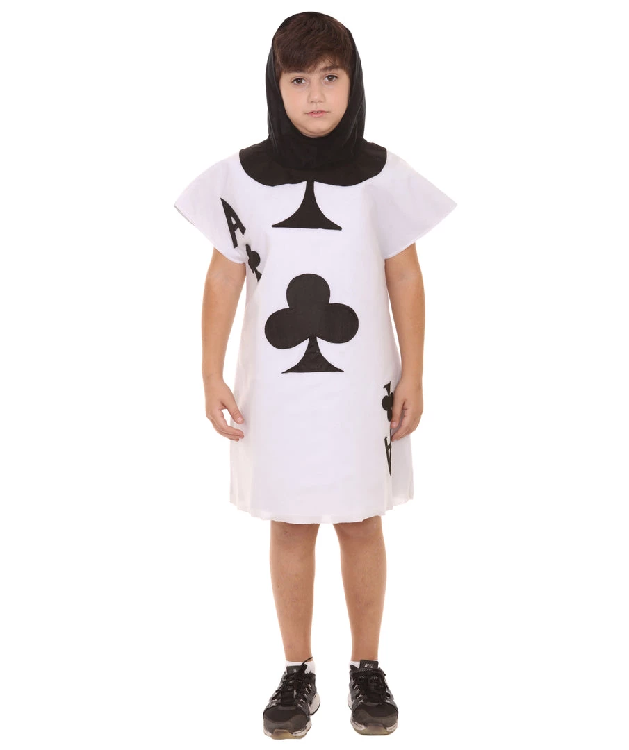HPO Child's Clubs Poker Card Storybook & Fairytale Costume | White & Black Halloween Costume Kids 2 HPO Child's Clubs Poker Card Storybook & Fairytale Costume | White & Black Halloween Costume Kids