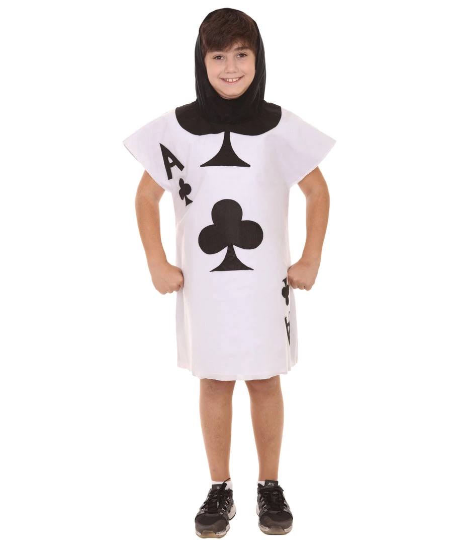 HPO Child's Clubs Poker Card Storybook & Fairytale Costume | White & Black Halloween Costume Kids 1 HPO Child's Clubs Poker Card Storybook & Fairytale Costume | White & Black Halloween Costume Kids