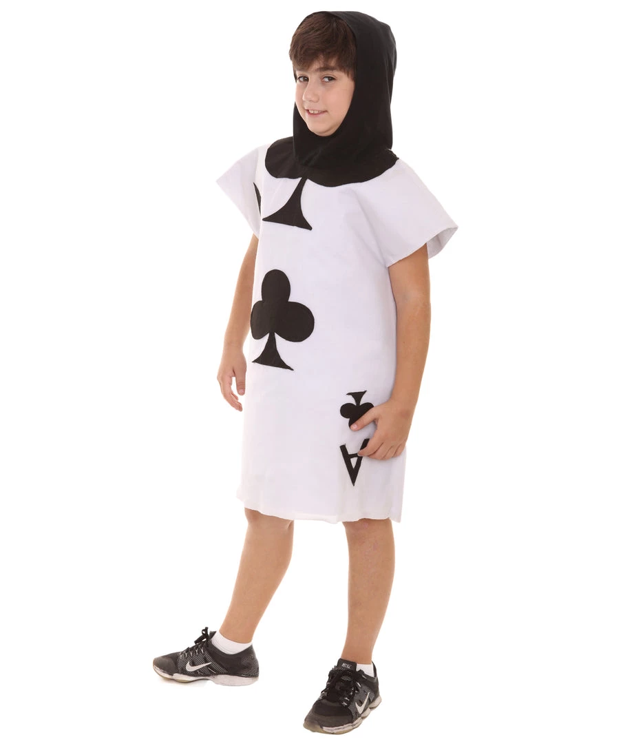 HPO Child's Clubs Poker Card Storybook & Fairytale Costume | White & Black Halloween Costume Kids 3 HPO Child's Clubs Poker Card Storybook & Fairytale Costume | White & Black Halloween Costume Kids