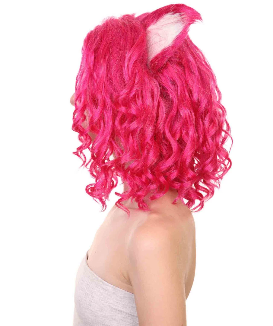 Adult Women's 16" Inch Medium Length Wavy Barbie Costume Wig, Synthetic Soft Fiber Hair With Cat Ears | HPO 3 Adult Women's 16" Inch Medium Length Wavy Barbie Costume Wig, Synthetic Soft Fiber Hair With Cat Ears | HPO