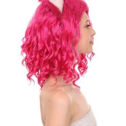 Adult Women's 16" Inch Medium Length Wavy Barbie Costume Wig, Synthetic Soft Fiber Hair With Cat Ears | HPO 12 Adult Women's 16