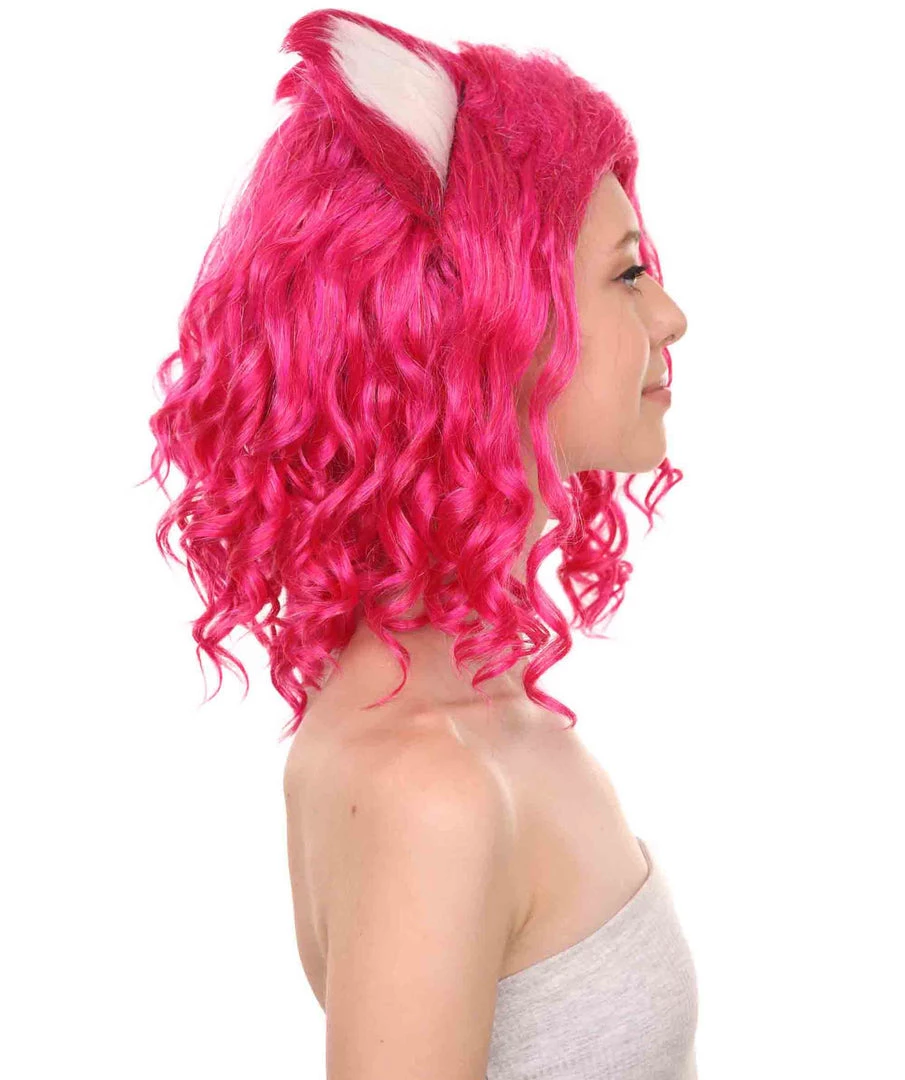 Adult Women's 16" Inch Medium Length Wavy Barbie Costume Wig, Synthetic Soft Fiber Hair With Cat Ears | HPO 5 Adult Women's 16" Inch Medium Length Wavy Barbie Costume Wig, Synthetic Soft Fiber Hair With Cat Ears | HPO