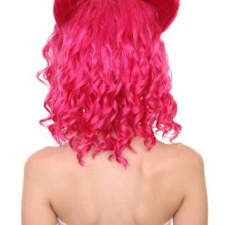 Adult Women's 16" Inch Medium Length Wavy Barbie Costume Wig, Synthetic Soft Fiber Hair With Cat Ears | HPO 11 Adult Women's 16